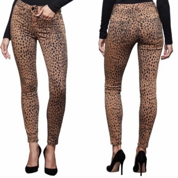 Good American High Rise Leopard Print Jeans Size 27 Size 4 Women’s - Picture 1 of 8